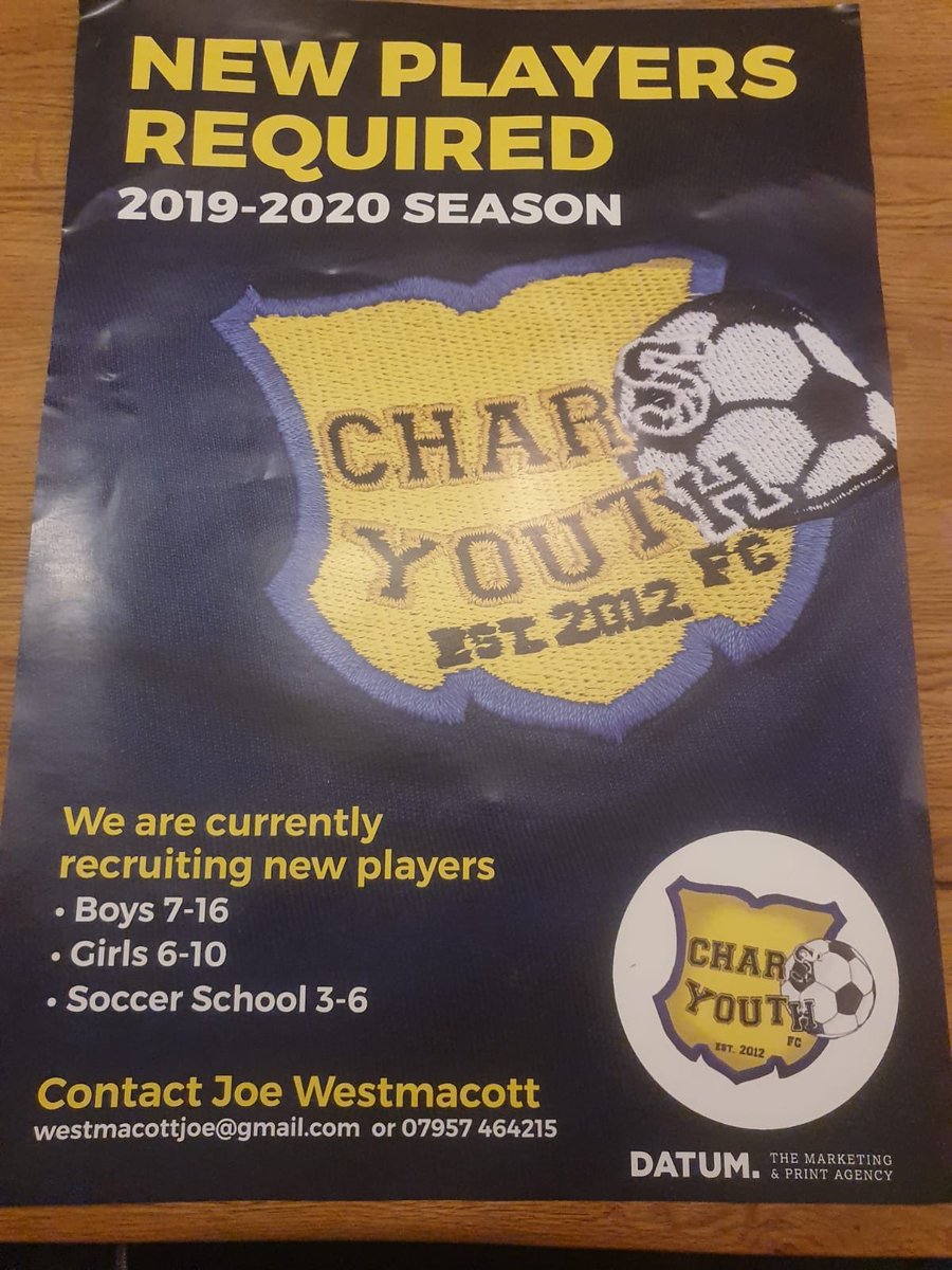 charsyouthU8s's tweet photo. If you have a child within these age groups looking for a club please get in touch. https://t.co/DzzpxltLIf