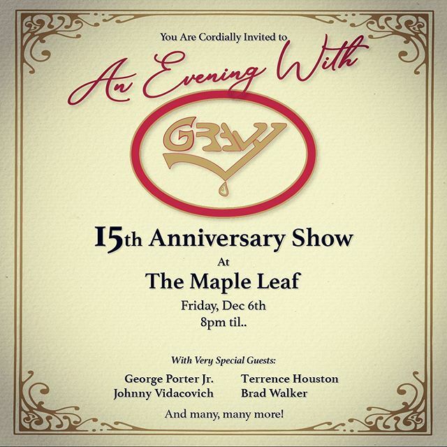 GravyMusic's tweet photo. We’ll be celebrating 15 years as a band together this Friday night, at the @mapleleafnola! To commemorate the special event, we’ve invited back everyone who has played with us over the years, as well as a few friends we’ve made along the way, to come sit… https://t.co/57P0L60L8L https://t.co/qAIOZltuwA