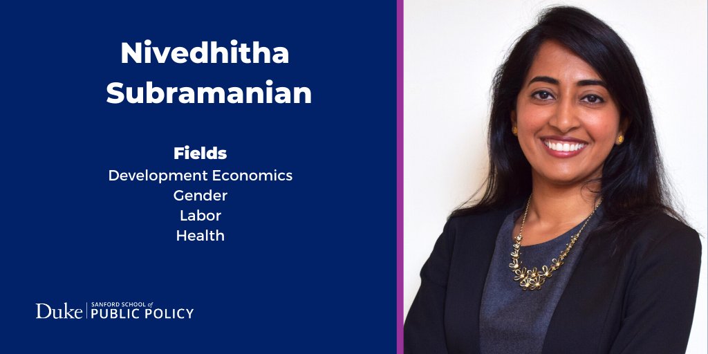 Nivedhitha Subramanian's job market paper explores women in the labor force. Her research in #Pakistan shows receiving information about the gender of a supervisor nearly doubles the chance a woman will apply to a job. social.sanford.duke.edu/Subramanian