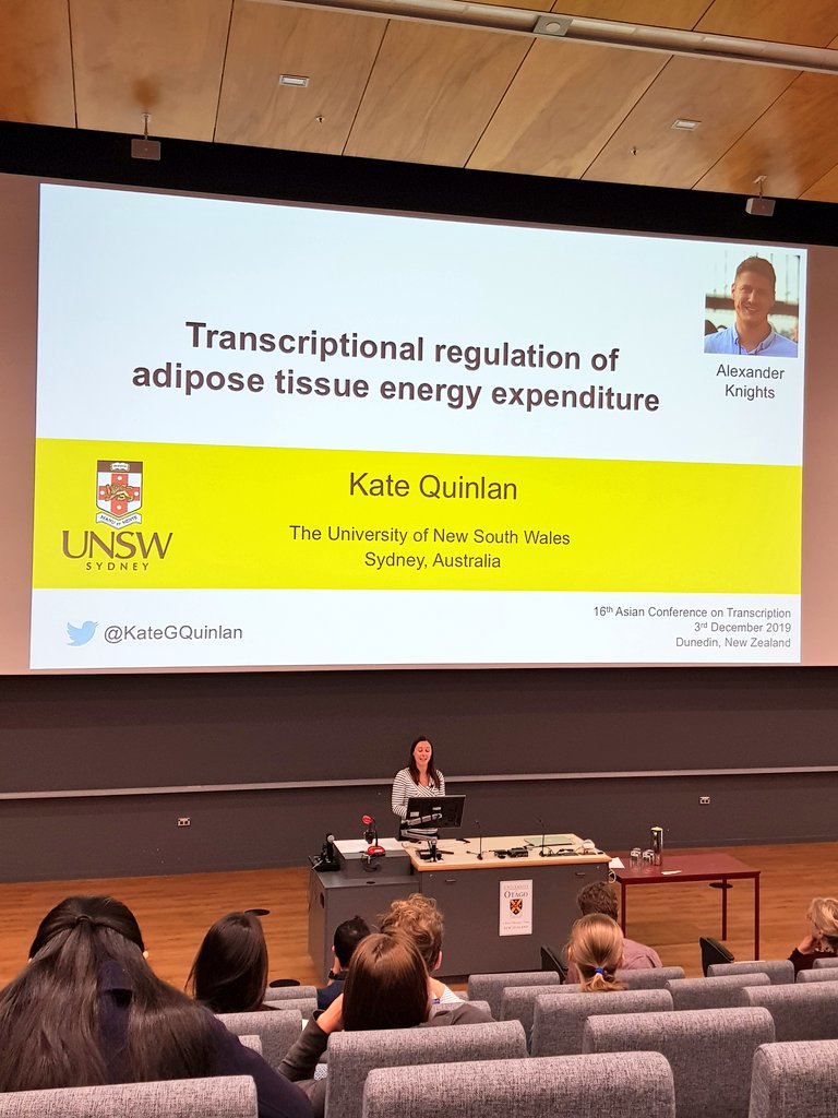 LanaCLy's tweet image. Next up for #actxvi19 is @KateGQuinlan presenting her research on adipose tissue beiging and its transcriptional regulation #eosinophils #eoTHINophils @TranscriptACT