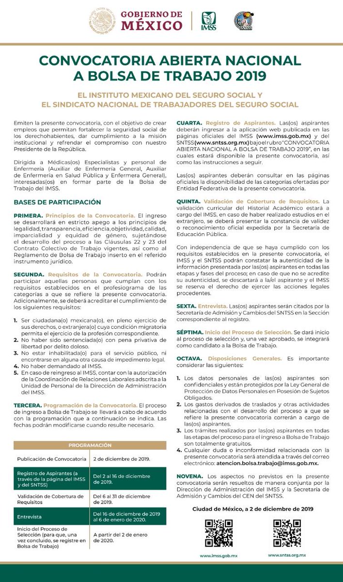 Tu_IMSS's tweet photo. Intégrate a la #FamiliaIMSS
¡Te estamos buscando!

Personal Médico Especialista y de Enfermería
#BolsaDeTrabajoIMSS 2019
👉 https://t.co/Tdd5HYAccs 👈 https://t.co/MUbgaW2lUq