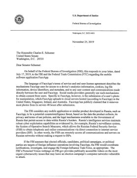 Page 1 of the response from the FBI.