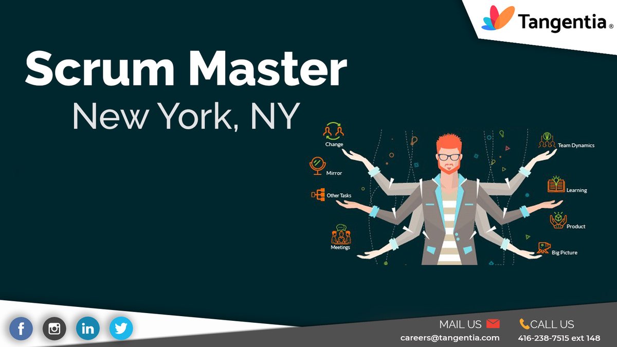 TangentiaJOBS's tweet photo. We are looking for Scrum Master
Locations: New York
Apply here: https://t.co/oHGdB900jX
or share your resumes at careers@tangentia.com

#TeamTangentia #TangentiaJobs #USAJobs #Agile #ScrumMaster https://t.co/J2omwdGGJw