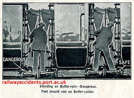  #Monmouthshire6 fatalities, 14 injuriesOn 1/11/1911 fireman John Price was climbing aboard his engine at Severn Tunnel Junction. He put his foot on the buffer spindle, which was at that moment compressed, crushing his 3 toes of his left foot.