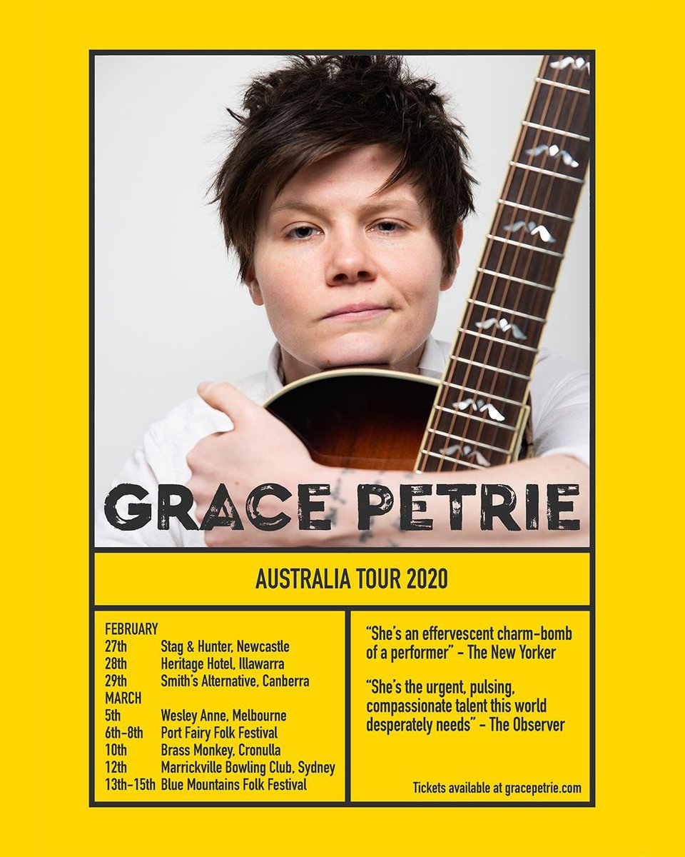 📢 JUST ANNOUNCED 📢 
LBGTQ activist and a highly regarded Protest singer, Leicester-based <a href="/gracepetrie/">Grace Petrie</a> tours Australia for the first time in 2020.
Tickets on sale now → bit.ly/GracePetrieAU