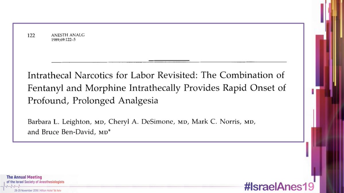 30 years ago B.Leighton hypothesized the IT admin of fentanyl and morphine would provide satisfactory labor analgesia  #MedThread  #Tweetorial  #IsraelAnes19  #OBAnes  #LaborDoesntHaveToHurt