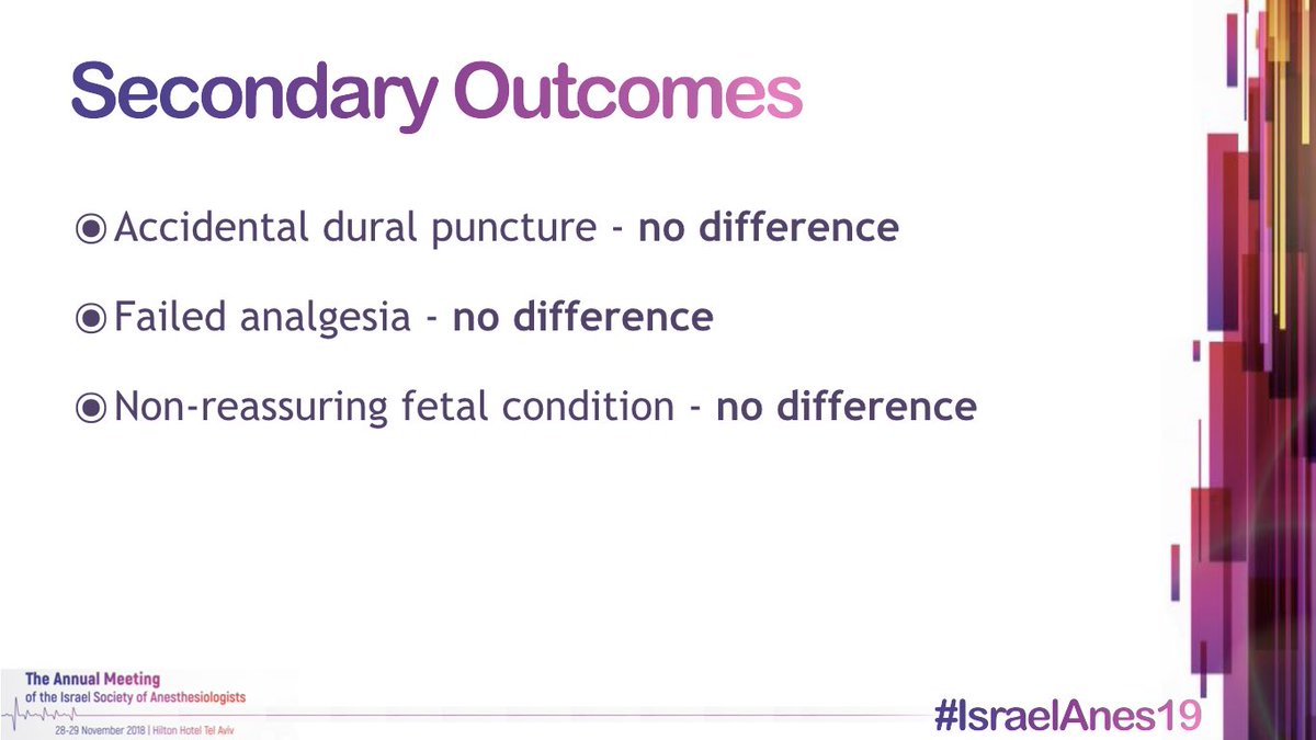 There was no difference b/w CSE & EPI wrt accidental dural punctures, failed analgesia, or non-reassuring fetal condition  #MedThread  #Tweetorial  #IsraelAnes19  #OBAnes
