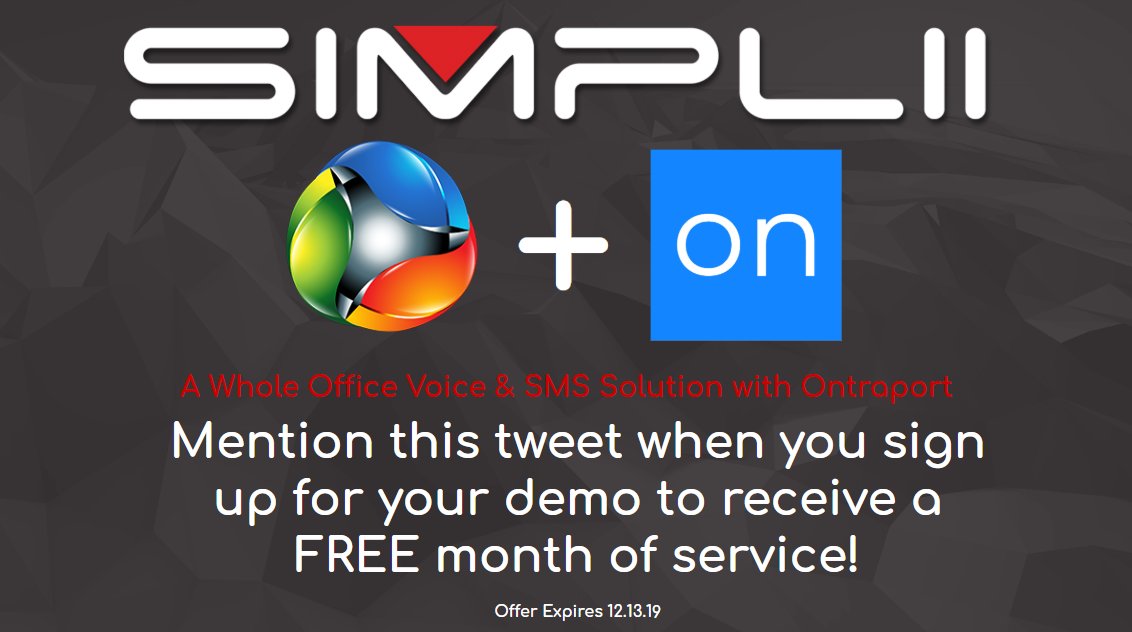 simplii's tweet photo. Combine multiple applications into one easy to use integrated VoIP &amp; SMS solution. Automatically log all of your call activities, call recordings, and SMS conversations into @ontraport

Click below to schedule a Demo. 
https://t.co/ASkQin8bU8

#CyberMonday #CRM #SMS #voip https://t.co/dFKpgF1bdl