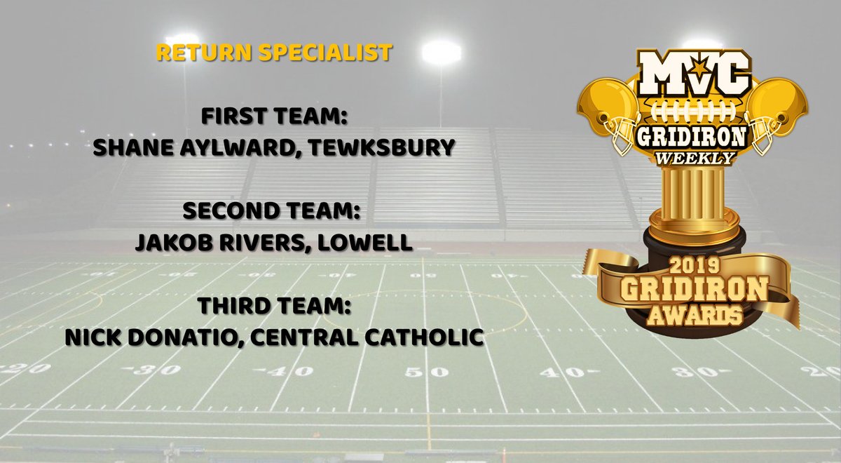 MVCGridironWeek's tweet image. Congrats to the 2019 MVC Gridiron Awards winners at Return Specialist. @shane_aylward9 @JakobRivers @TMHS_Athletics @_LHSAthletics @NDonatio @CCRaider_sports