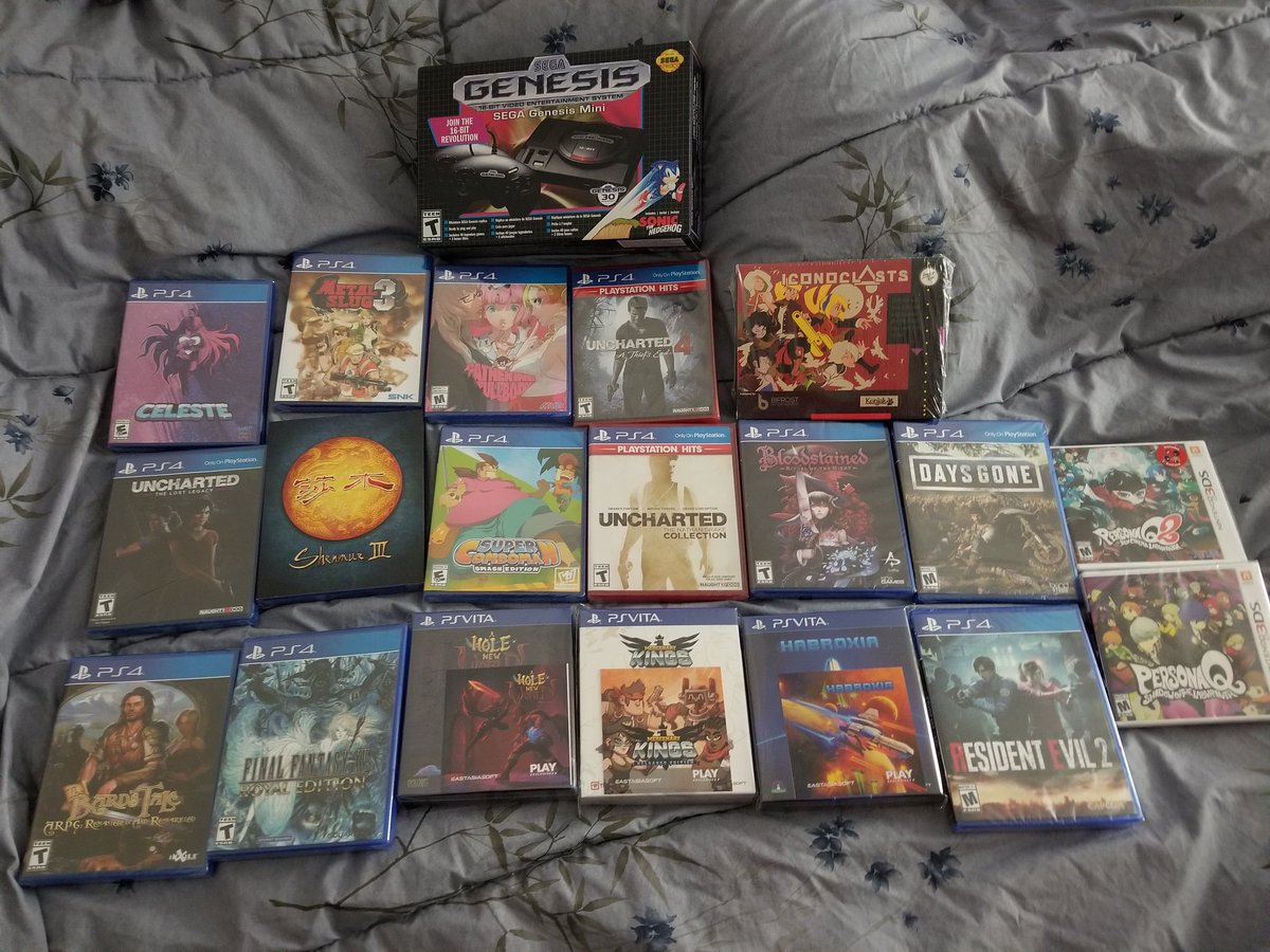 DragonMstrAlex's tweet photo. Sorry for the delay. Here are my #Switchvember pickups!
42 Switch(Dusk Diver pictured twice)
15 PS4
3 Vita
2 3DS
My Switch library is now at 220 total games. #SwitchCorps https://t.co/iLXCZ9kLe8