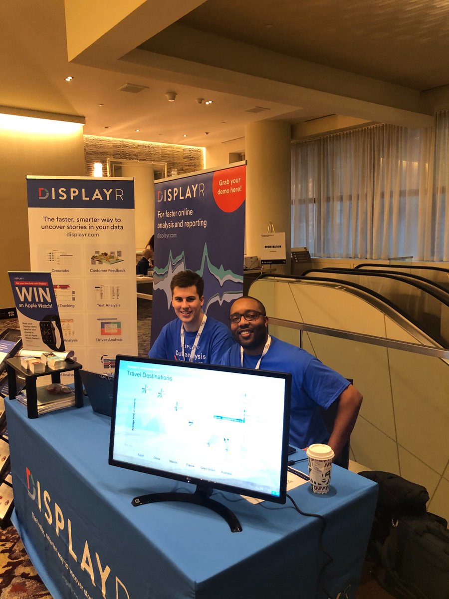Displayrr's tweet photo. Be sure to stop by our table (near registration) today and tomorrow to say hi to some Displayr team members and for your chance to win a brand new Apple Watch at the DIY Market Research Conference!
#DIYMRXCONF #market #research #conference https://t.co/fvtSlCdViM