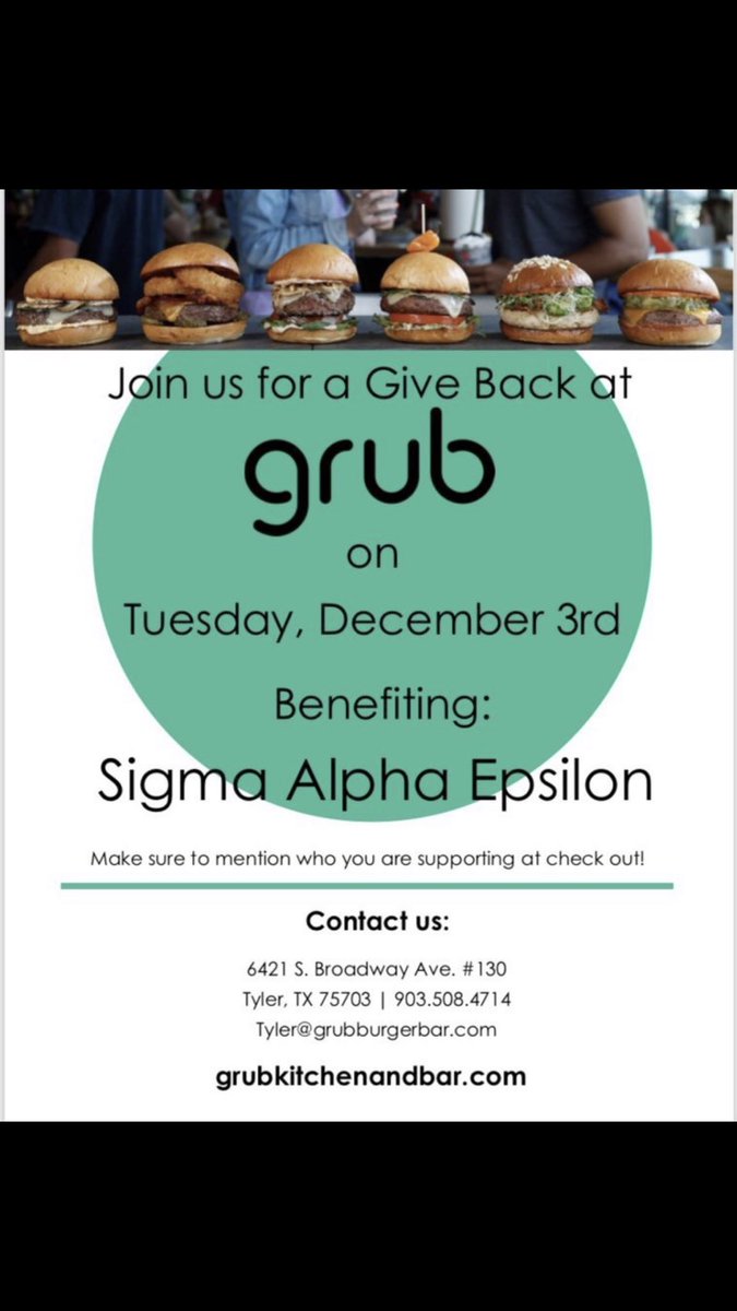 We are having a fundraiser tomorrow at grub! Come out and support our chapter! Make sure to mention us at check out! Hope to see y’all there!