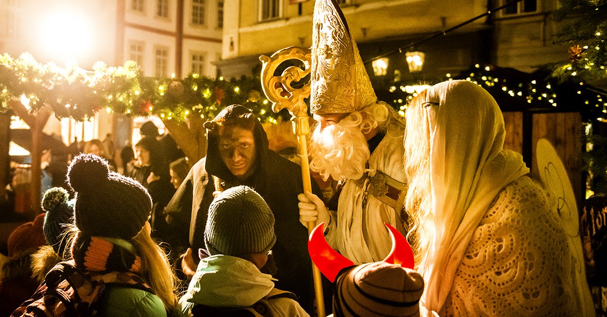 A devil, an angel and St. Nicholas walk into a bar ... 👹 👼 🎅
Sounds like the beginning of a joke, but it's actually a fantastic Czech holiday. Join us at Old Town Square on December 5th to celebrate! bit.ly/35N4Xma #christmas #czechtradition