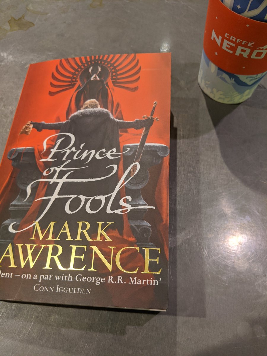 AdventureShards's tweet photo. Waiting for the other half to finish so thought I'd pick up @Mark__Lawrence #princeoffools and start reading whilst I wait! #coffeeshop #reading #reader #fantasy #book #books #bookpost #bookhaul https://t.co/AzzM5DP658