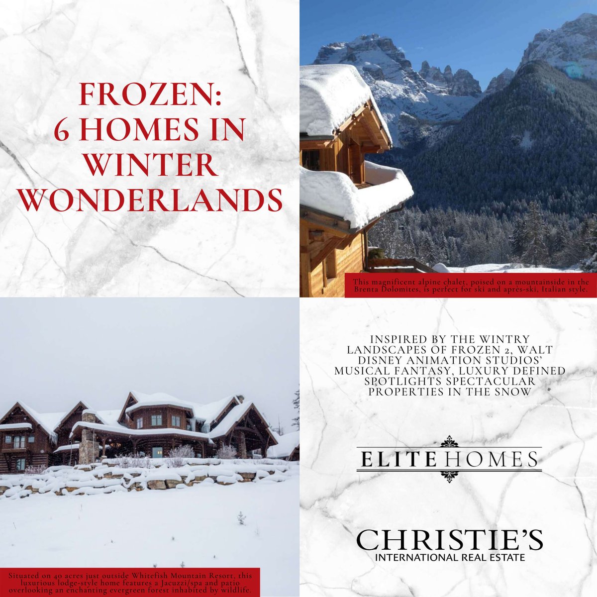 These deluxe residences come alive at wintertime, with glamour enough for a Disney holiday classic. Ski in or ski out, or build a snowman. Sleigh bells ring. Are you listening?
🏡
#elitehomes #luxury #RealEstate #christies #christiesrealestate #christieshomes