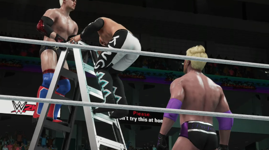 ParamountCAW's tweet photo. Three men battle it out up in the air to pull down the dangling Prestige Championship. Will Drake retain yet again? Will Silver finally claim the belt he's sought after since Episode 1? Or will Pete sneak his way into becoming the new champion? #MWASummerBlitz https://t.co/qMXIA4ToWt
