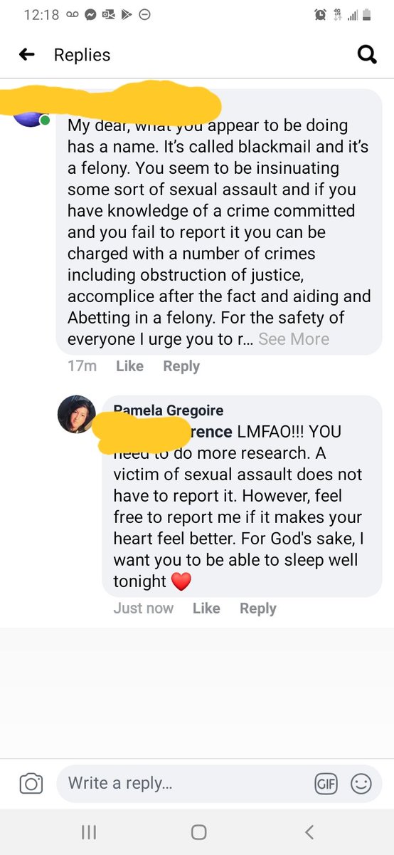 PamelaGregoire1's tweet image. So I was recently sexually assaulted on Thanksgiving while blacked out. Been asking the guy to come forward to explain. Check out this helpful fucker:
Never thought I&apos;d have to create this new hashtag!! 🤣🤣🤣🤣
#reverseTrolling
#reverseSexualAssaultTrolling