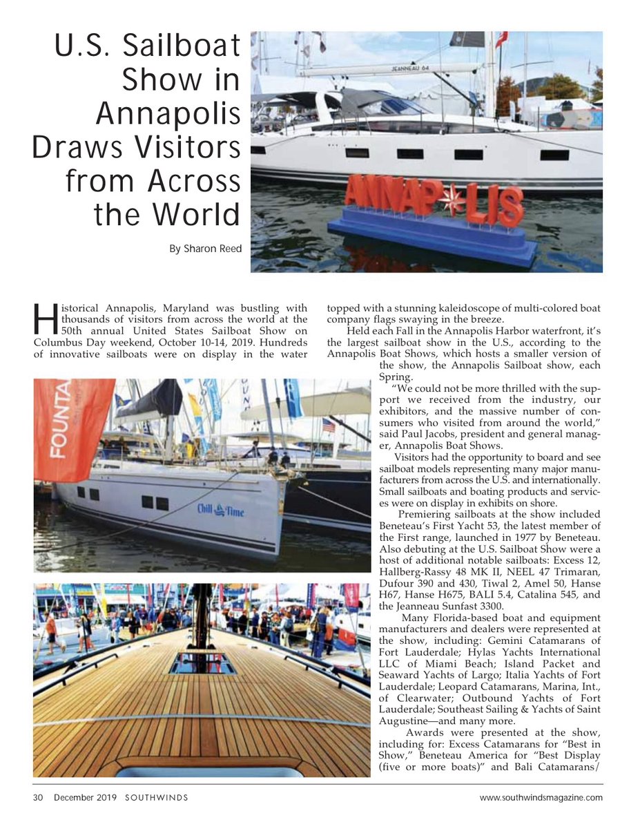 Sharonnnn4's tweet photo. Check out my article in Southwinds magazine, December issue: “U.S. Sailboat Show in Annapolis Draws Visitors from Across the World”: https://t.co/Slbng2I3RT #southwinds #southwindsmagazine #annapolisboatshows #annapolis #ussailboatshow #sailing #sailboats #boats #yachts https://t.co/tI4wm1f2Vd