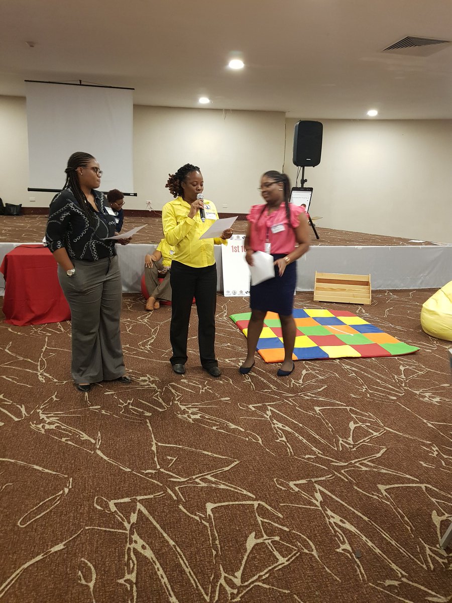 TanishaMill2012's tweet photo. Team @ECCJA presenting how to accommodate and deal with issues of child attending school without proper uniform. EC Regulation 2..1.3 explains this as well as regulation section 19 #12StandardsMatter #InfantandToddlers @karlenedesland1 @tkmsingh @terrelonge2016 @UNICEFJamaica https://t.co/TbiynpAHoV