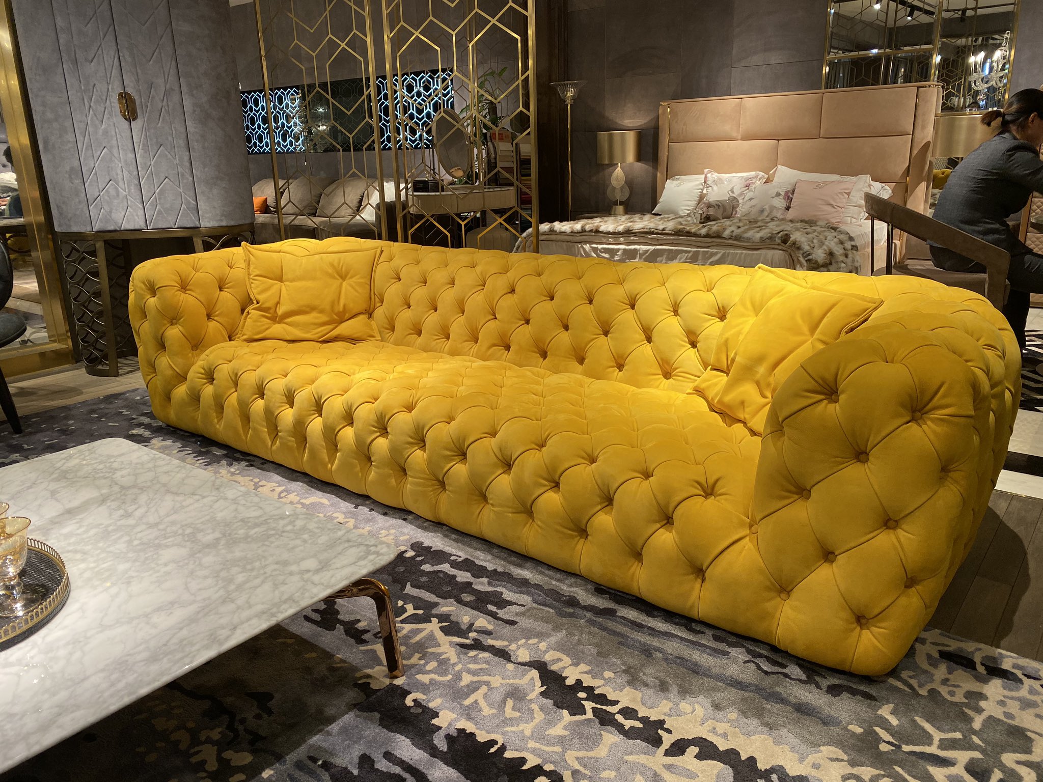 Sofa set yellow colour best sale