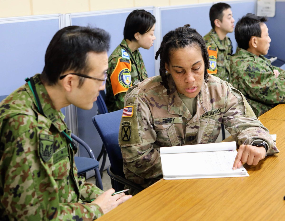 Soldiers with 10th Support Group (SG) and 35th Combat Sustainment Support Battalion (CSSB) are working together, alongside their Japanese counterparts, to coordinate life support for incoming Soldiers participating in exercise Yama Sakura 77 on Camp Asaka, Tokyo.