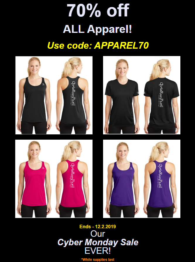 GirlsRunFast's tweet photo. #CyberMonday2019
Shop GirlsRunFast Now!
70% off ALL Apparel!
Use code: APPAREL70

#inspiration #girslrunfast #runbeautiful https://t.co/7Hnvl0KaKN