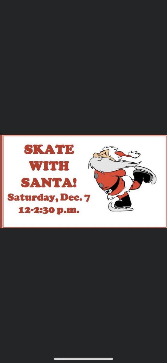 Don't forget about Skating With Santa THIS SATURDAY at 12:00pm! Our public skating session is from 12:00-3:00pm and Skating With Santa is from 12:00-2:30pm. We hope to see you there! #SkateWithSanta #ChaparralIce