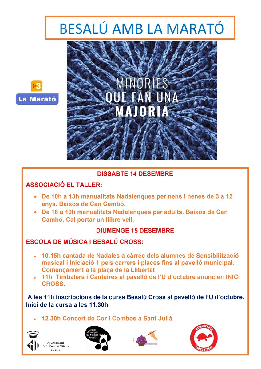 #Besalú amb #LaMaratoTV3 #diumoltdetu
"Minories que fan una MAJORIA" #malaltiesminoritàries
Fes el teu donatiu: ccma.cat/tv3/marato/don…
#somsolidaris <a href="/la_marato/">La Marató de 3Cat</a> <a href="/Gironanoticies/">Diari Girona Notícies</a> <a href="/elgarrotxi_cat/">elgarrotxi.cat</a> <a href="/agendaGarrotxa/">Agenda Garrotxa</a> <a href="/besalucross/">besalucross</a>