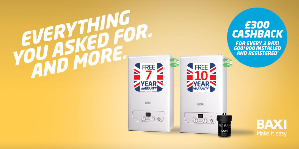 Last call for CASHBACK!
You have until MIDNIGHT TONIGHT to register your Baxi 600 and 800 boilers on Baxi Works! Register now or miss out! 😢

baxi.co.uk/trade/baxters-…