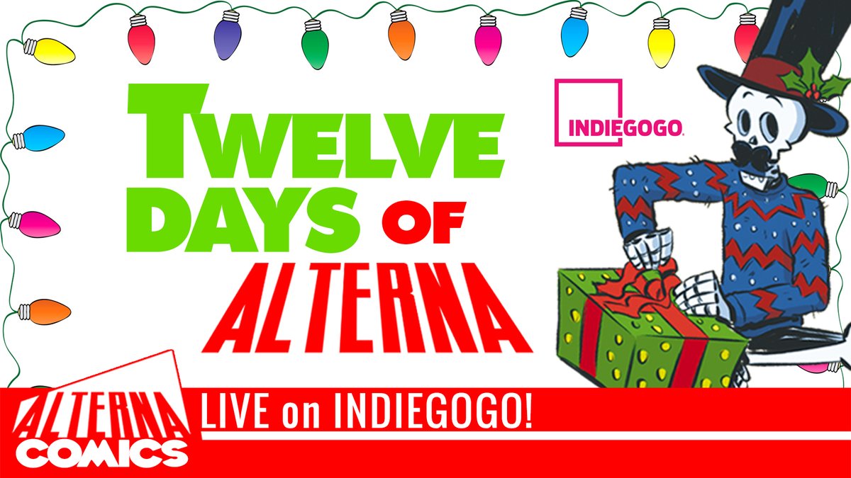 alternacomics's tweet photo. TWELVE DAYS OF ALTERNA is now LIVE on Indiegogo! 

Give the gift of comics and help support kids in need. Most rewards ship in time for the holidays!

Support Here: https://t.co/8ajGmJyAyI 

#CyberMonday #ToysforTots #PortionforOrphans #TwelveDaysofAlterna #Indiegogo #TeamComics https://t.co/Um7LQ9nKzJ