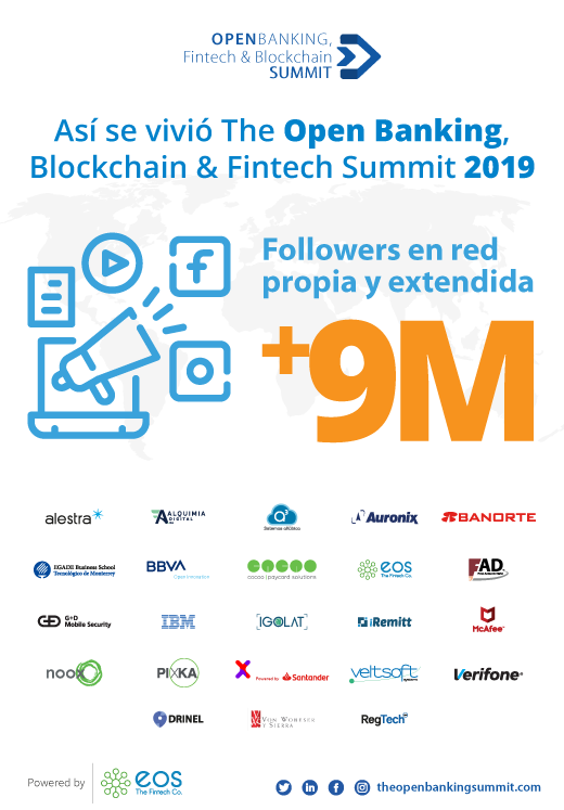 Open_Finance_20's tweet image. Gracias a todos nuestros sponsors y aliados logramos tener más de 9 millones de followers en  #TheOpenBankingSummit con una red extendida durante el evento, para el próximo año subirá la cifra para #OpenFinance2020