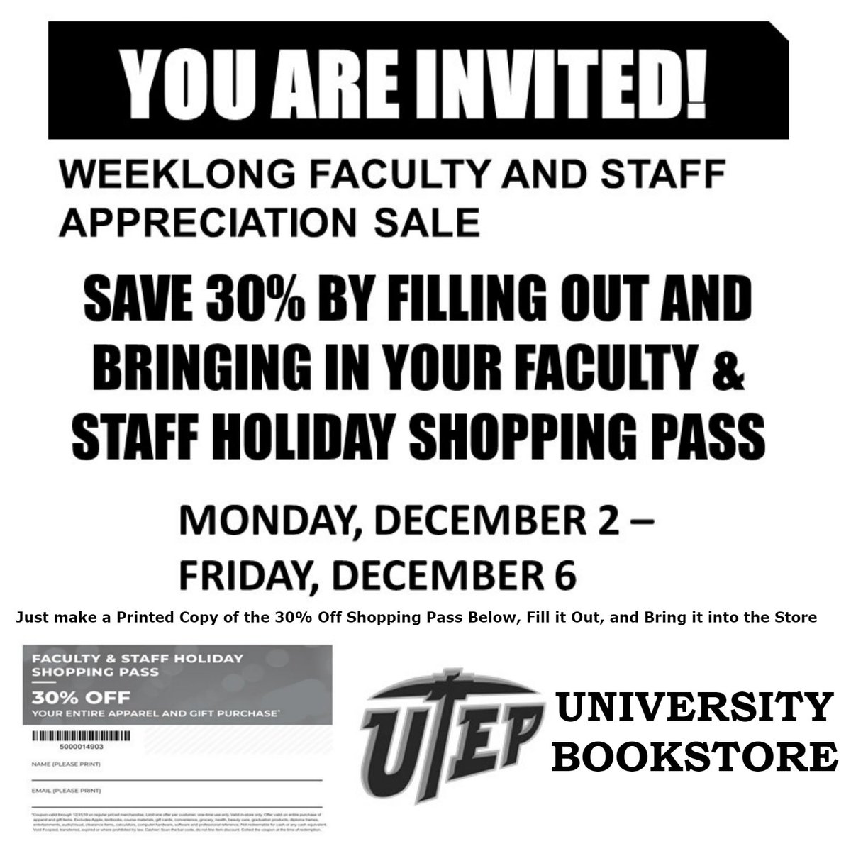 UTEPCampusStore's tweet photo. Hope to see you this week! https://t.co/SuO3fbVgK6