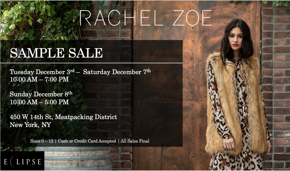 Attention New Yorkers!!
Our sample sale is coming to <a href="/eclipseofficia8/">Eclipse Sample Sale</a> this week!!🙌🙌🙌

Shop the collection up to 80%!

Tomorrow 12/3 through Saturday 12/7 10AM - 7PM
Sunday 12/8 10-5PM

450 W 14th Street, Meatpacking District