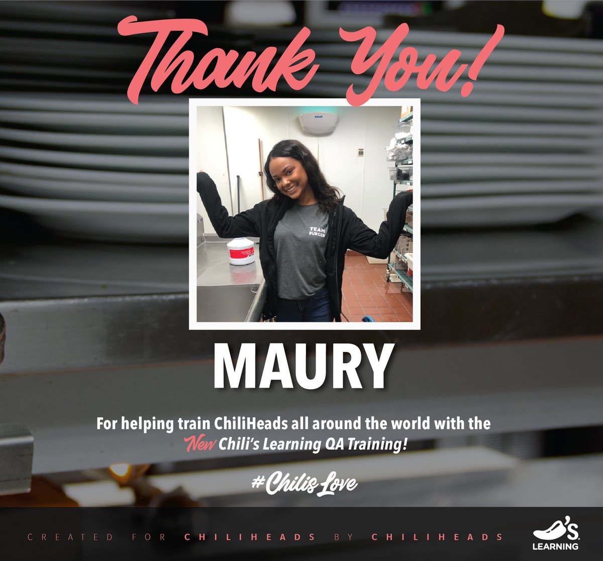 Made for ChiliHeads by ChiliHeads.🌶️ Shout-out to Brittany and Maury for helping us create our new QA training modules! #ChilisLove