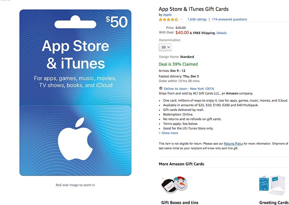 $50 iTunes Gift Card 