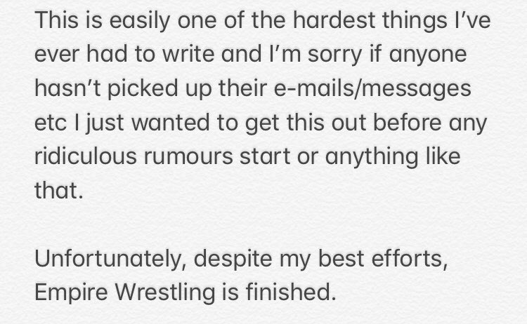 EmpireWrestle's tweet photo. A message from Empire Wrestling: https://t.co/KBMqBYGppQ