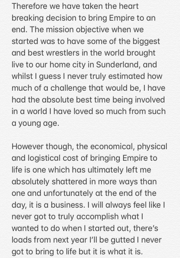 EmpireWrestle's tweet photo. A message from Empire Wrestling: https://t.co/KBMqBYGppQ
