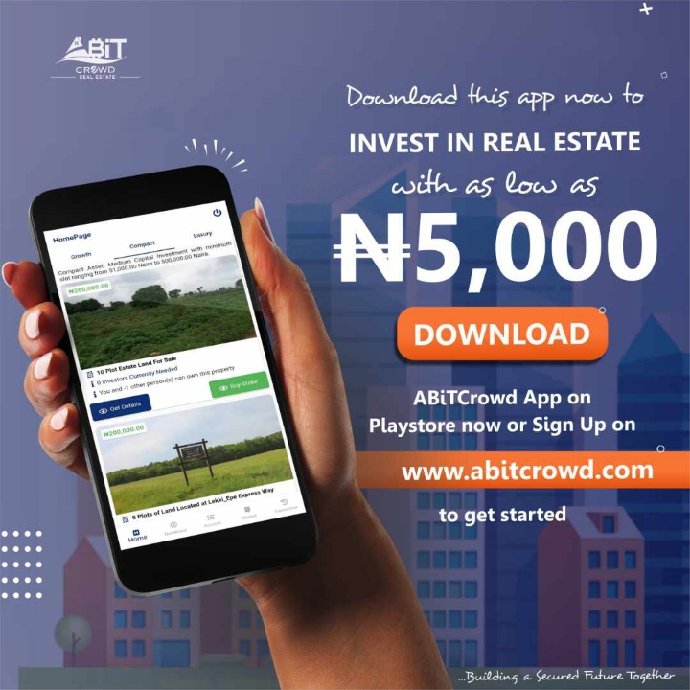 gaiuschibueze's tweet photo. Download the #Abitcrowd App now on Playstore to invest in real Estate with as low as 5,000 naira! https://t.co/9yPpVWfb39