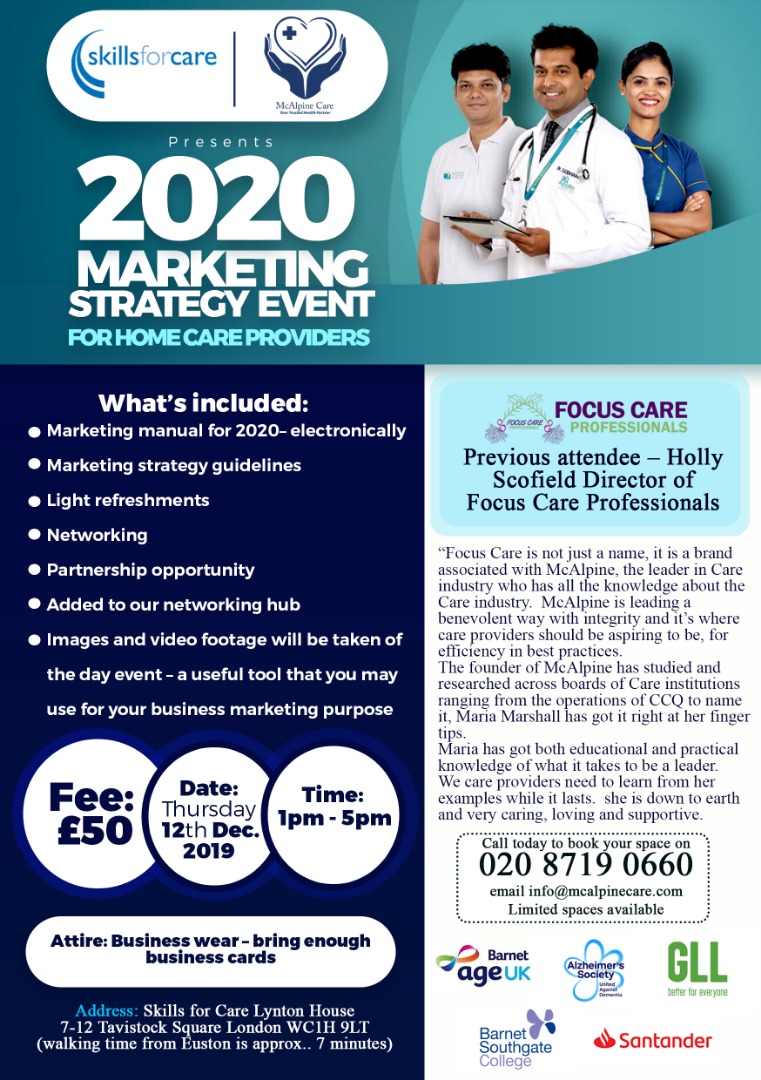 McalpineCare's tweet photo. Grow your homecare business for 2020!
We are approaching not just a new year but a whole new decade - change your business process, exactly what you put in your business is exactly what you will get out!!!
The next 10 years in your hands.. 
Thursday 12th December... https://t.co/Z05XqP1Uxs