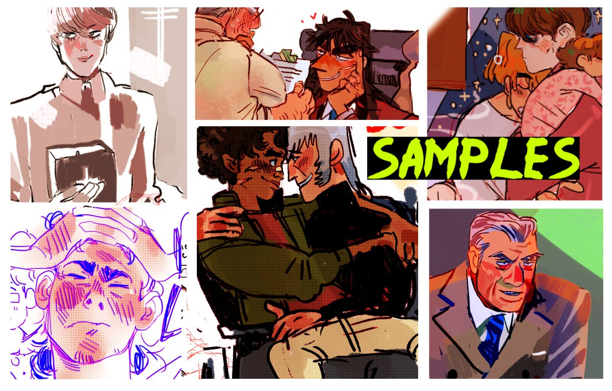 some other samples, old and new: 
+!!i will NOT depict anything involving a romantic relationship between minor and adult, incest, bestiality, racism, transphobia, etc.!! 