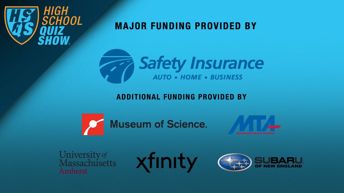 High Schoolquiz Show On Twitter High School Quiz Show Is Thankful To Our Sponsors Who Help Make Our Show Possible Major Funding For High School Quiz Show Is Provided By Safety