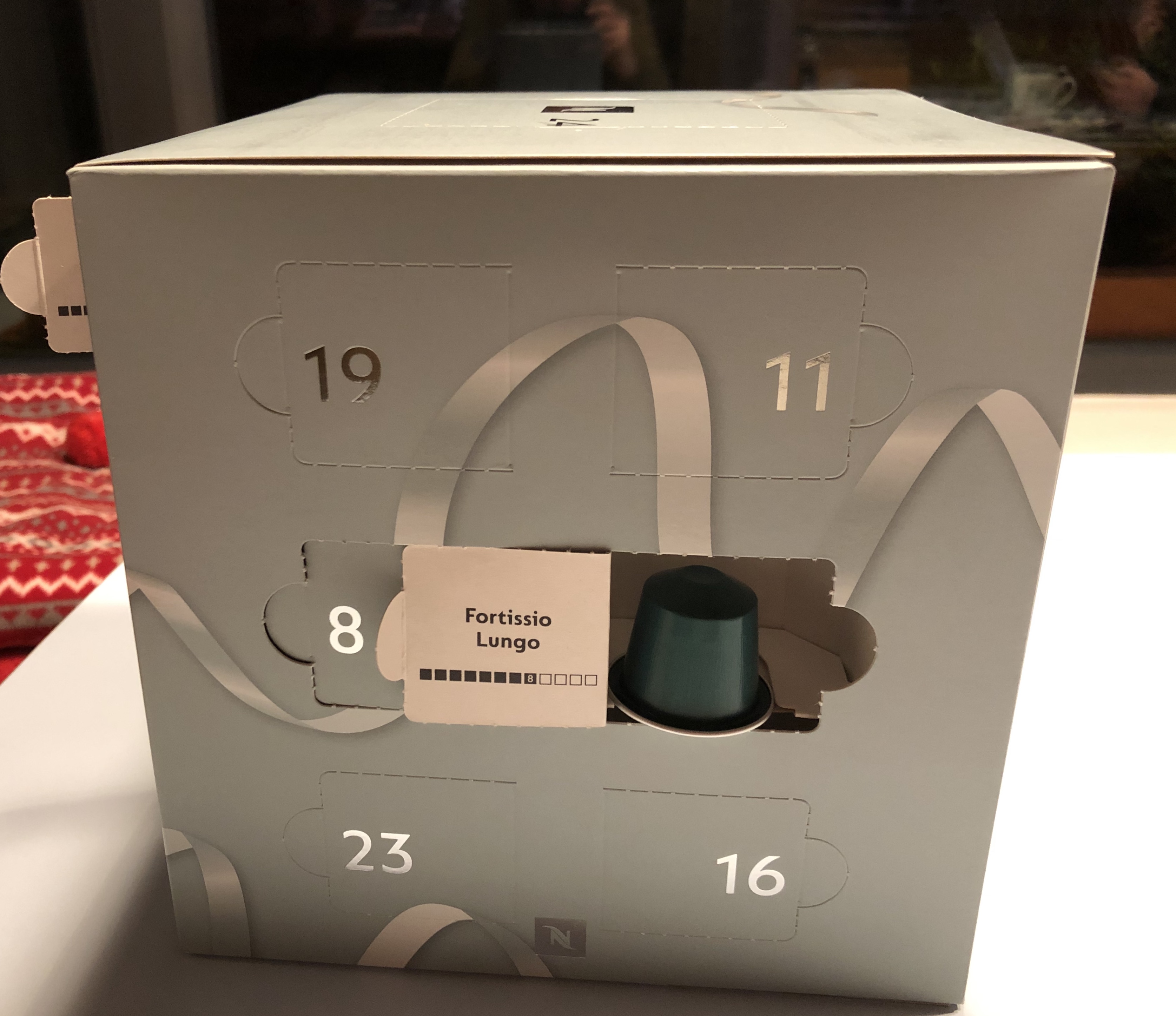 Kevin Cecil on Twitter: "Day two the Nespresso advent calendar. Fortissio Lungo. Solid but not The boiled potato of capsules. Day 24 is a cup. You're meant to drink it