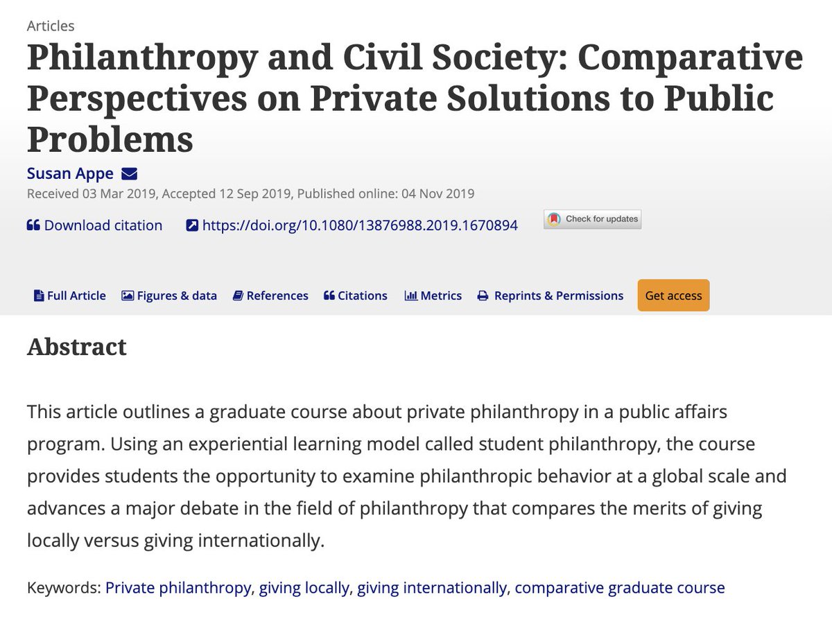 LindseyMcDougle's tweet photo. New in Journal of Comparative Policy Analysis: #Philanthropy &amp; Civil Society: Comparative Perspectives on Private Solutions to Public Problems https://t.co/EgZDuJHzSv #ExperientialPhilanthropy #Nonprofit #LearningByGiving #NGOs #NPOs #PublicService FYI @lihuafang @DaveCampbell116 https://t.co/9ePoPGPxvR