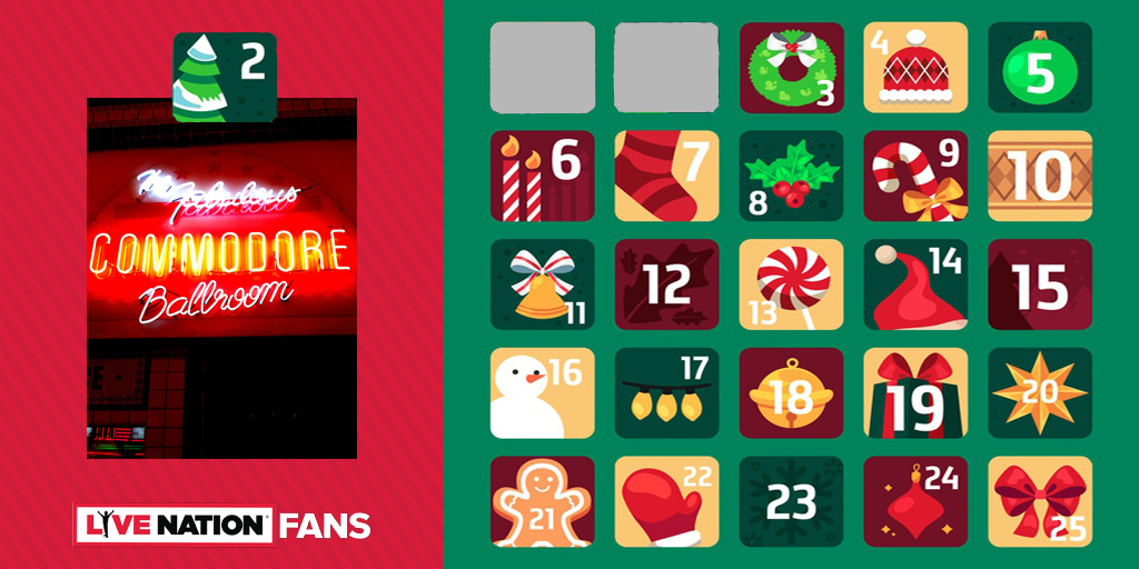 LiveNationFans's tweet image. Happy Day 2 of #NotSoSilentNights! Our friends @commodorevcr want you and 4 friends to live the VIP life in a booth at a show of your choice! Want in? FOLLOW + RT - you never know what can happen 😏