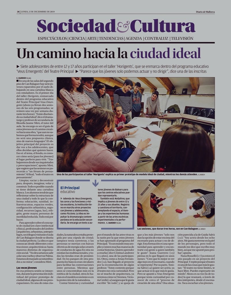 Na <a href="/claudiadarder/">Clàudia</a> publica avui al <a href="/diariomallorca/">Diario de Mallorca</a> un reportatge sobre els nous programes educatius del <a href="/teatreprincipal/">Teatre Principal de Palma</a>. Gràcies!