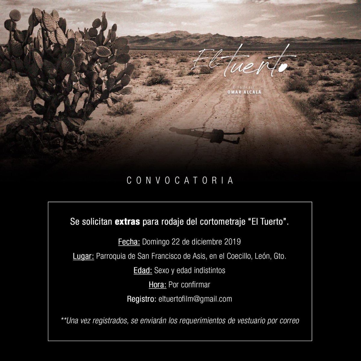 BenchBlu's tweet image. ¡Extras! 
Los están buscando para un cortometraje a rodar en León, Gto.