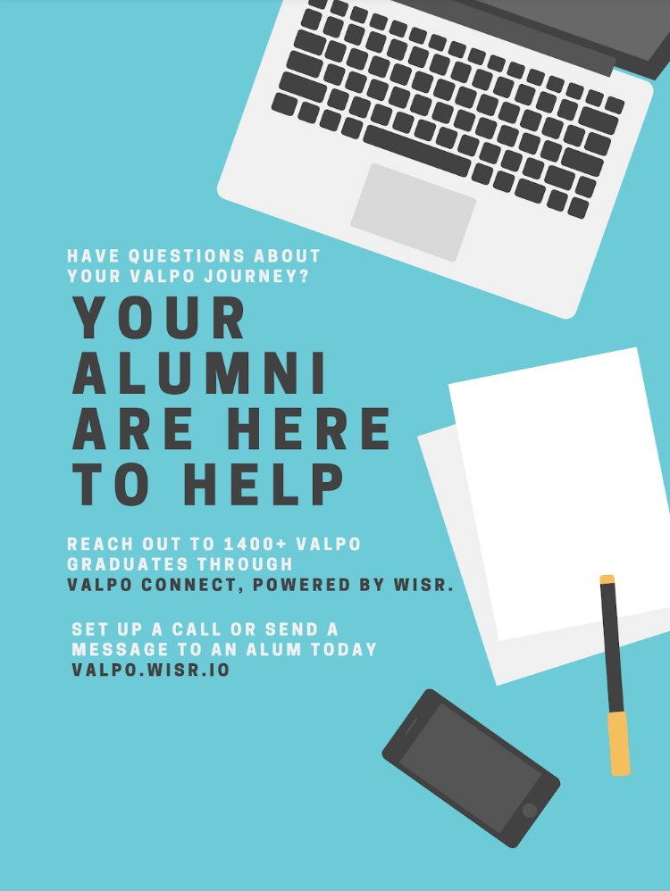 Did you know we offer a platform for you to search for, reach out to, and learn from Valpo alumni as you navigate your own journey? Join Valpo Connect, powered by WISR to build your profile and start the conversation today! 
valpo.wisr.io