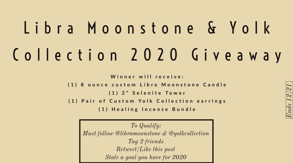 libramoonstone's tweet photo. I’m hosting a giveaway with @yolkcollection!! Ends 12/21, good luck beautiful beings 💜💫 https://t.co/fxDylIo2jZ