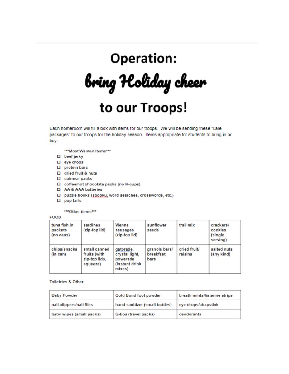 Operation Holiday Cheer - Starts Today!