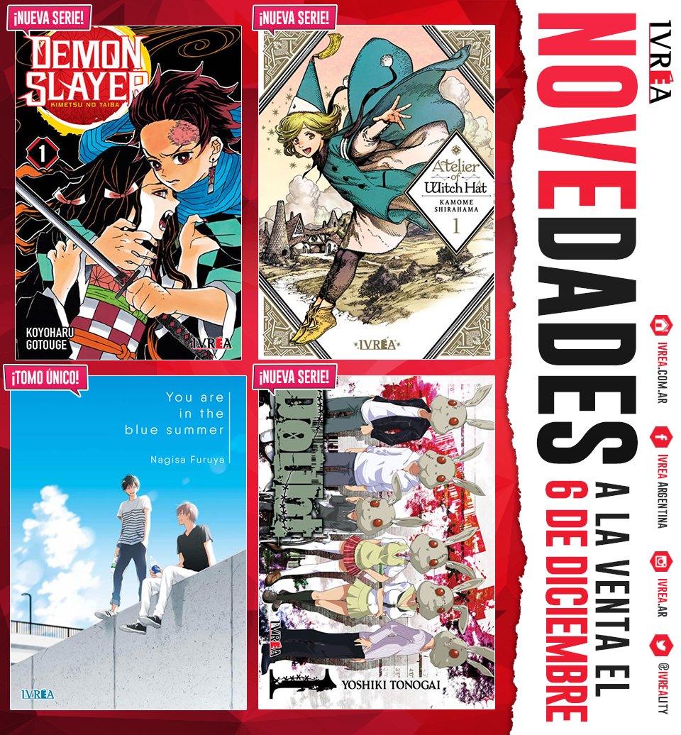 Ivrea Argentina Auf Twitter Este Viernes Salen Demon Slayer Kimetsu No Yaiba 1 Nueva Serie Atelier Of Witch Hat 1 Nueva Serie You Are In The Blue Summer Tomo Unico Y Doubt Ivrea Argentina Auf Twitter Este Viernes Salen Demon Slayer Kimetsu No Yaiba 1 Nueva Serie Atelier Of Witch Hat 1 Nueva Serie You Are In The Blue Summer Tomo Unico Y Doubt